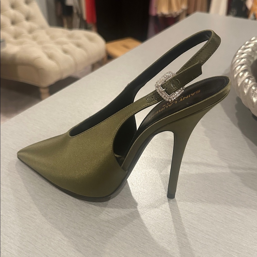 SAINT LAURENT
Satin Yazmeen Slingback Pumps 115